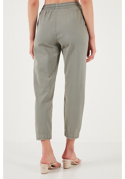 Lela Pamuklu Normal Bel Regular Fit Düz Paça Bayan Pantolon 668Yp42282S4 Açık Haki