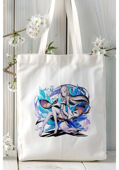 Art Hediye Re:zero Kara Hajimeru Isekai Seikatsu Beyaz Baskılı Bez Omuz Çantası Kişiye Özel Model 1 Çok Renkli