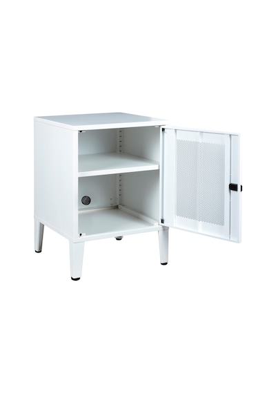 Alfahome Ziglat Serisi Kilitli Metal Home Office Dolabı %70 Perfore Kapaklı Beyaz Ral 9003 450x490x450 Mm