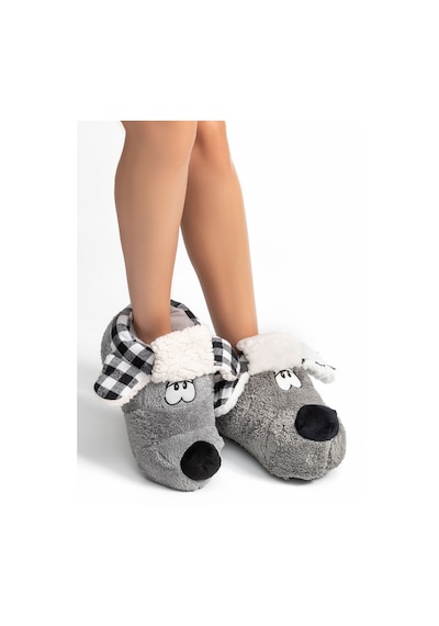 Twigy Dodo Kadın,Garson Boy Hayvanlı Panduf Gri 36/41 YY0278 Gri