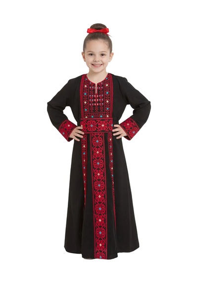 Zaytoon Filistin Kırmızı Ve Renkli Geleneksel Filistin Kız Çocuk Elebise C400005