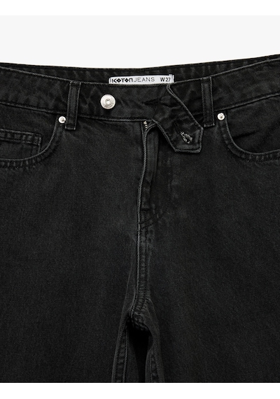 Koton Pamuklu Normal Bel Düz Paça Jean Pantolon - Straight Fit Jean Siyah 5wal40047md Siyah