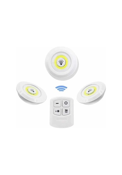 Hubrendy Kargo Dolap Işığı Mutfak Rafı Işığı Uzaktan Kumandalı 3 Lü Spot Led Lamba 479810