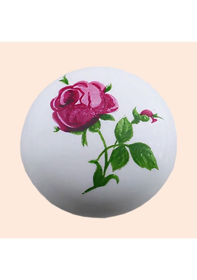 Pembe Gül Desenli Beyaz Polimer Düğme Kulp Mantar Mobilya Mutfak Dolabı Çekmece Kulbu Kulpları