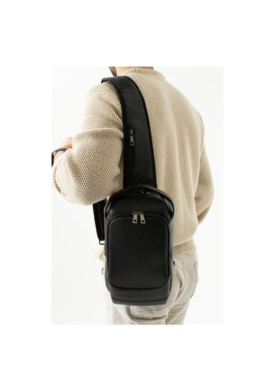 Westpolo Unisex Vegan Deri Çapraz Göğüs Ve Omuz Çantası Body Bag - Siyah
