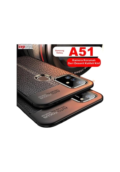 Samsung Uyumlu Galaxy A51 Kamera Korumali Deri Görünümlü Silikon Kilif 401765063