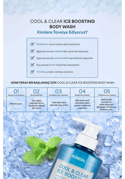 Kundal Arındırıcı Ferahlatıcı Vücut Şampuanı Cool Refreshing Body Wash Aqua Mint 500 ML