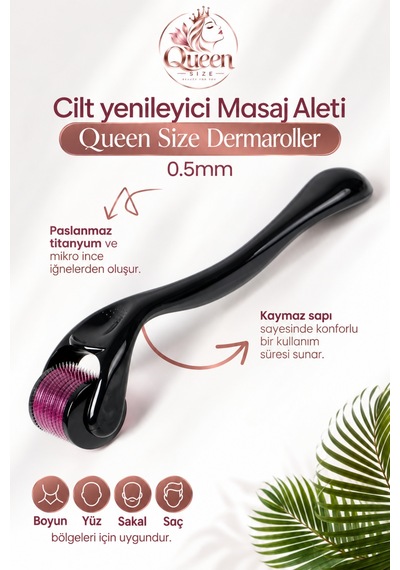 Queen Size Dermaroller 0.5 Mm 540 İğneli Cilt Bakım Rollerı Ve 30 Ml Cilt Bakım Spreyi 2 Li Set + Koruyucu Saklama Kutusu