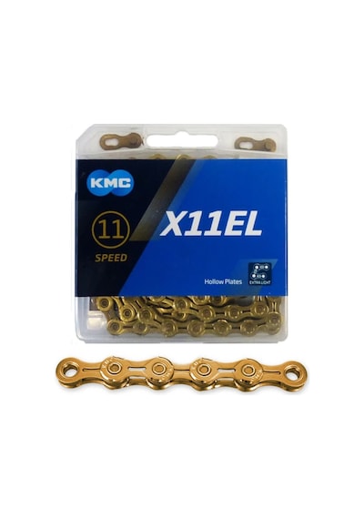 Kmc X11el Gold Ti-n 11 Vites 118 Bakla Extra Light Bisiklet Zinciri Altın