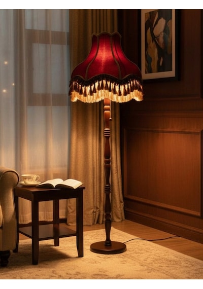 Bordo Vintage Lambader Kadife Kumaş Kaplama Ahşap Ayak Lm66544 66588057 Bordo