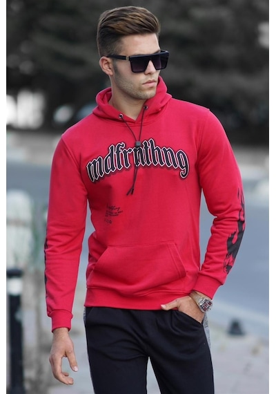 Madmext Kırmızı Baskılı Erkek Sweatshirt 5312 Kırmızı