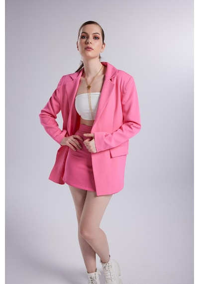 Holly Lolly Vatklı Cepli Panky Blazer Ceket Pembe