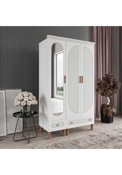 Beenal Furkan Gardırop 3 Kapaklı Dolap 120cm Beyaz-beyaz