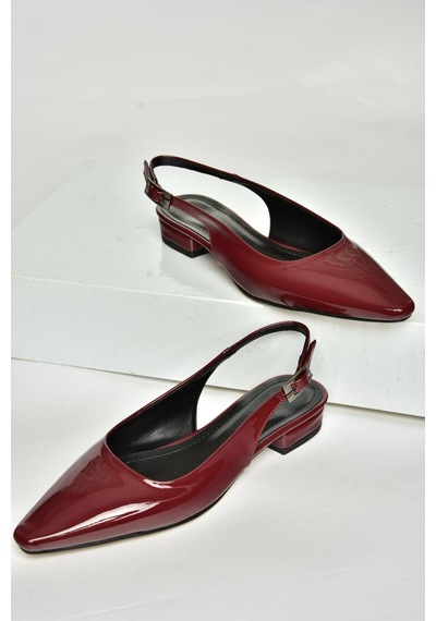 Fox Shoes U404602208 Bordo Rugan Alçak Topuklu Kadın Ayakkabı Bordo