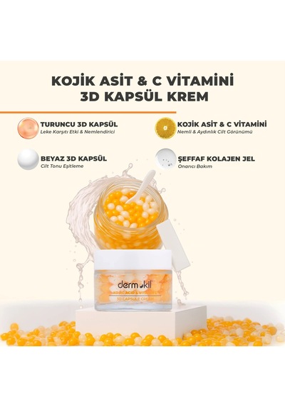 Dermokil Kojik Asit C Vitamini Leke Karşıtı Canlandırıcı 3d Kapsül Krem 50 Ml