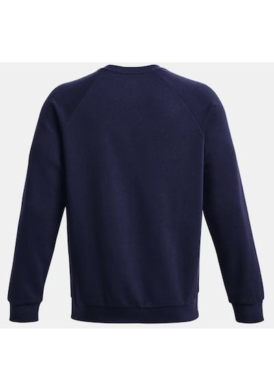 Under Armour Erkek UA Rival Fleece Bisiklet Yaka 1379755-410 Lacivert - Beyaz