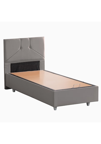 Wick Tek Kişilik Baza Başlık Letto Yatak Seti - Gri 90 x 190