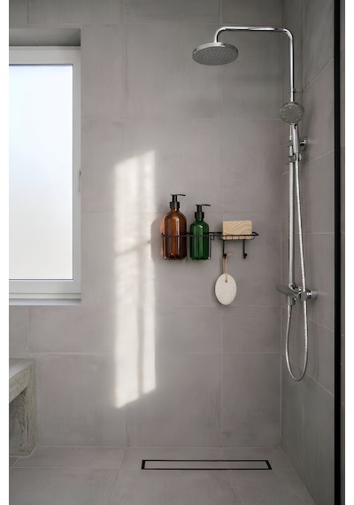 Sas Haus Siyah Banyo Düzenleyici Şampuanlık, Duş Rafı, 30,5x11x9,5 Cm Yapıştır/vidala - Aş-01 Siyah
