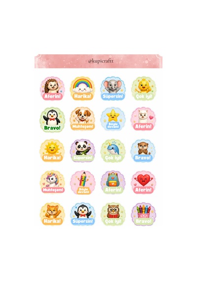 6 Sayfa Öğretmen Motivasyon Öğrenci Tebrik Sticker Seti 0