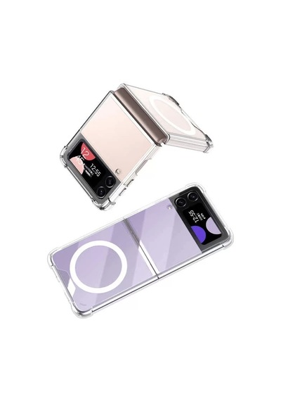 Galaxy Uyumlu Z Flip 3 Kılıf Wireless Şarj Özellikli Airbagli Zore Kıpta Anti Shock M-safe Kapak