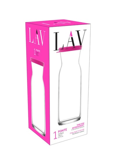 Lav Fonte Cam Karaf Tekli 0,7 L Pembe Silikon Kapaklı (Sürahi )