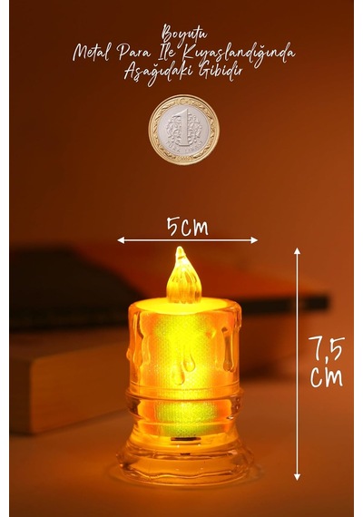 Lexroo 3 Adet Led Mum Simli Tipi Pil Dahil Dumansız Alev Ledli Yapay Dekoratif Mum Işığı Orta Pt421 Çok Renkli