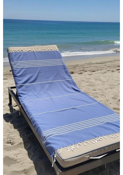 Mika %100 Pamuk Peştemal Havlu 100x180 Cm Plaj Havlusu, Hamam Peştemali, Hızlı Kuruyan Hafif Banyo Havlusu Mavi