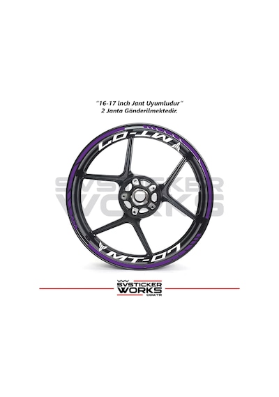 Yamaha Mt-07 Jant Sticker Dış Ve İç Set Sticker Jant Şeridi Mor