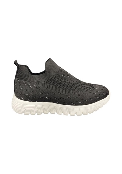 Ventes 679502z Memory Foam Ortopedik Taban Günlük Kadın Triko Sneaker Ayakkabı Siyah