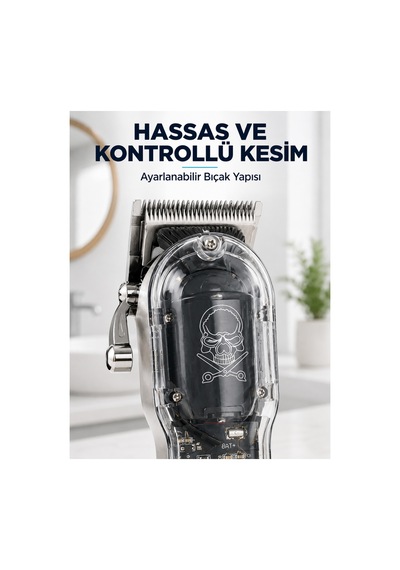 Profesyonel Saç Tıraş Makinesi Şarjlı Lcd Ekranlı 4 Taraklı 1800 Mah Güçlü