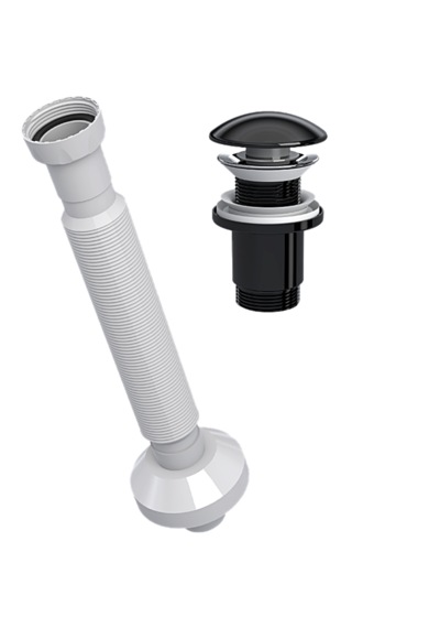 Yapıtaşı Yt655 Seramik Başlıklı Taşmasız Bas Aç Lavabo Gider Sifonu Parlak Siyah