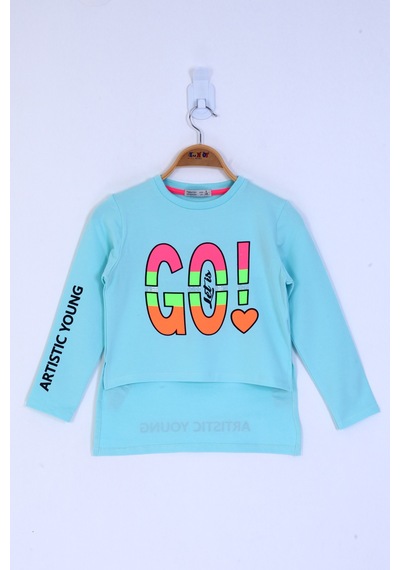 Toontoy Kids Toontoy Kız Çocuk Letis Go Baskılı Tişört Mint Yeşili