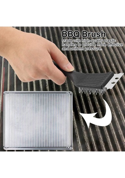 Mangal Barbekü Temizleme Paslanmaz Çelik Mangal Temizlik Fırçası Ergonomik Saplı 2 Si 1 Arada Barbekü Izgara Temizleyici Dayanıklı Ve Etkili Tasarım