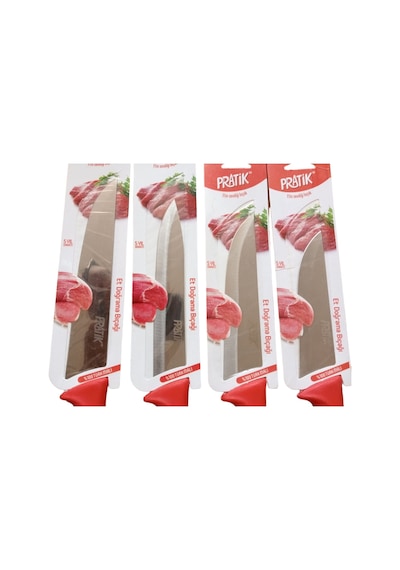 Pratik 4'lü Kurban Bıçak Seti Kasap Bıçakları Kırmızı