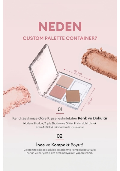 Kişiselleştirilebilir 4'lü Boş Far Paleti Custom Palette Container 4