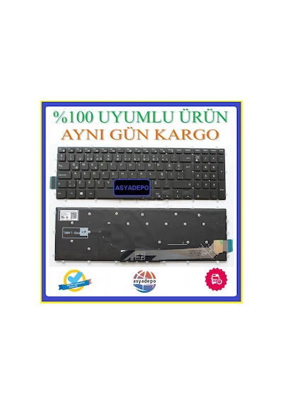 Asya.Depo Dell Uyumlu 0H9P3P H9P3P Klavye Tuş Takımı Siyah Tr