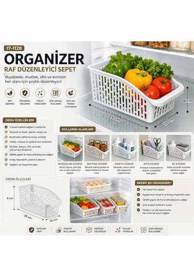 Urve Ur-3561 Mini Çok Amaçlı Plastik Organizer 25x10x8 Cm - Beyaz- 60'li Paket