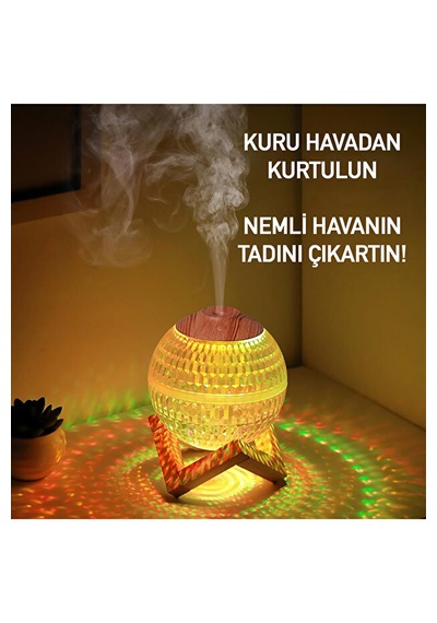 Kristal Küre Mini Usb Nemlendirici & Gece Lambası 7 Renk Led Aromaterapi Difüzörü