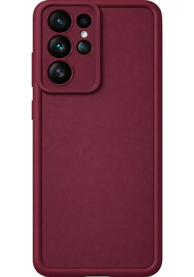 Samsung Galaxy S21 Ultra Uyumlu Kamera Çıkıntılı Mat Silikon Telefon Kılıfı Bordo