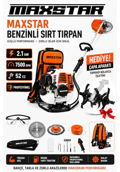 Maxstar MSSBT52C 52CC 2.1KW Benzinli Sırt Tırpanı