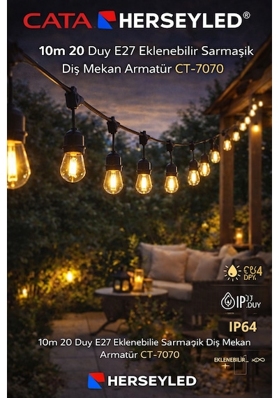 10m 20 Duy E27 Eklenebiir Sarmaşık Dış Mekan Armatür Ct-7070 Diğer