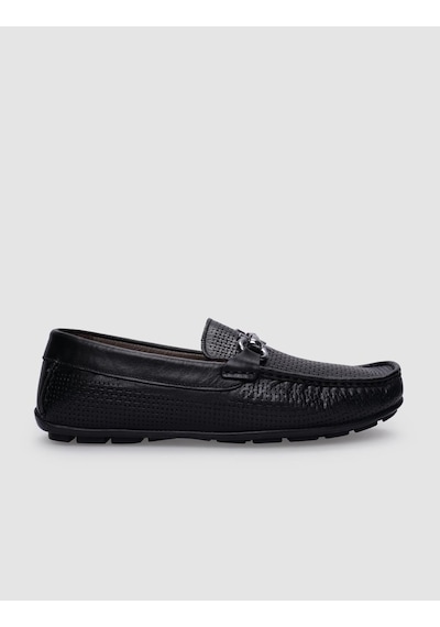 Cabani %100 Hakiki Deri Siyah Tokalı Erkek Loafer Siyah