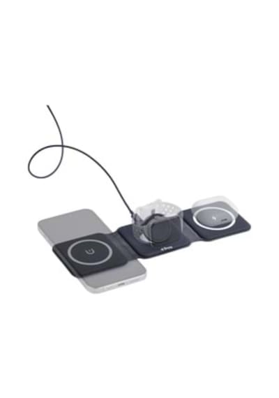W07b Siyah 3 İn 1 Manyetik Kablosuz Şarj Standı Apple Uyumlu iPhone, Airpods
