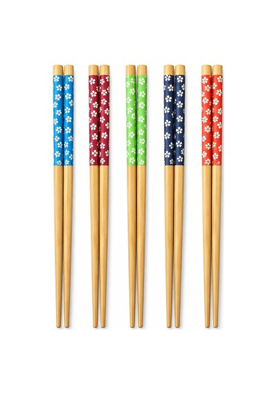 10 Parça Bambu Chopstick, 5 Çift Japon Çin Kore Tipi Asya Yemek Çubuğu Seti, Çin Çubuğu Çok Renkli