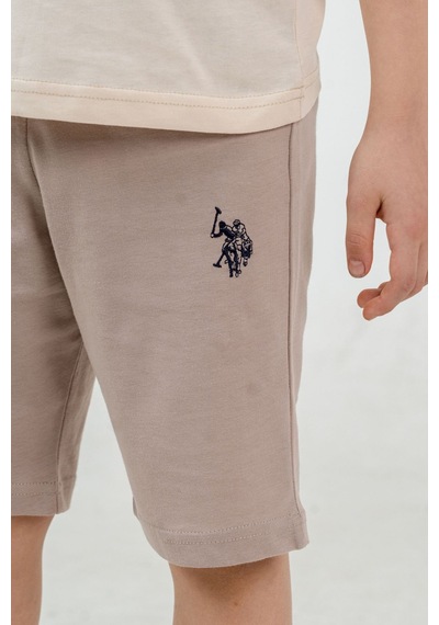 U.S. Polo Assn. Erkek Çocuk Krem Bermuda Takım Us2471-c-v2