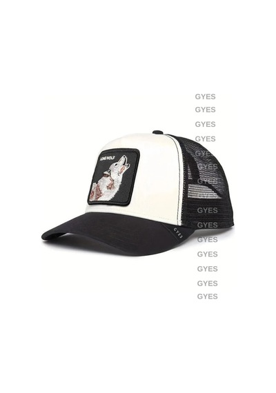 Caxis Spor Hayvan Figürlü Şapka Unisex Arkadan Ayarlanabilir Cap Siyah Siperli Beyaz Kurt