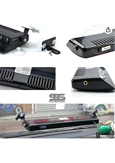 S12 Cam İçi Vantuzlu Polis Çakarı 12 Led  Kırmızı Mavi Beyaz Çakmaklık Girişli Ön Arka Cam (STS OTO AKSESUAR)