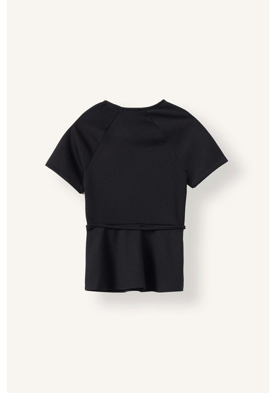 Defacto İnce Kemer Detaylı Slim Fit Bisiklet Yaka Kısa Kollu Tişört G9811ax26aubk81 Siyah-bk81