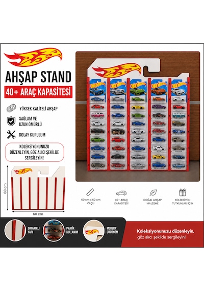 Ahşap Dıe Cast Metal Araba Hot Wheels Standı
