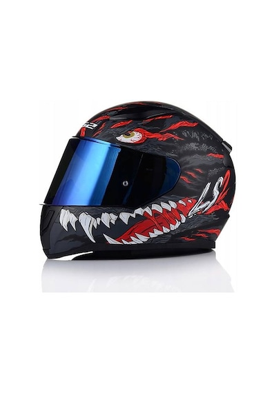 Ls2 Rapıd 2 Kaıju Mat Siyah-kırmızı Fullface Motosiklet Kaskı Mavi Camlı Sıyah-Kırmızı